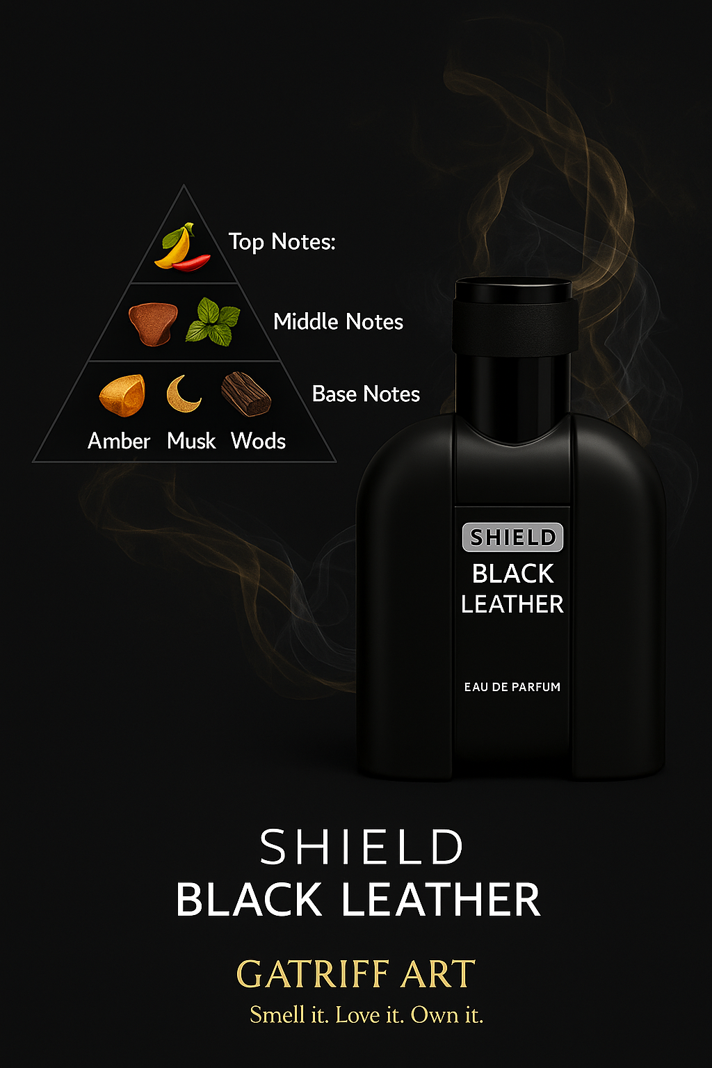 🌟 Shield Black Leather by Mirada Eau de Parfum for Men – 100 ml